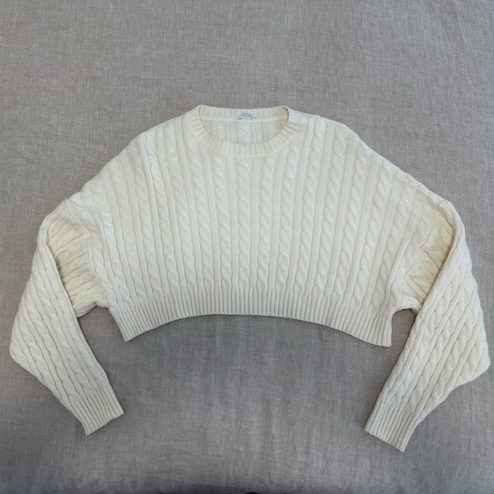 crop cream knit sweater